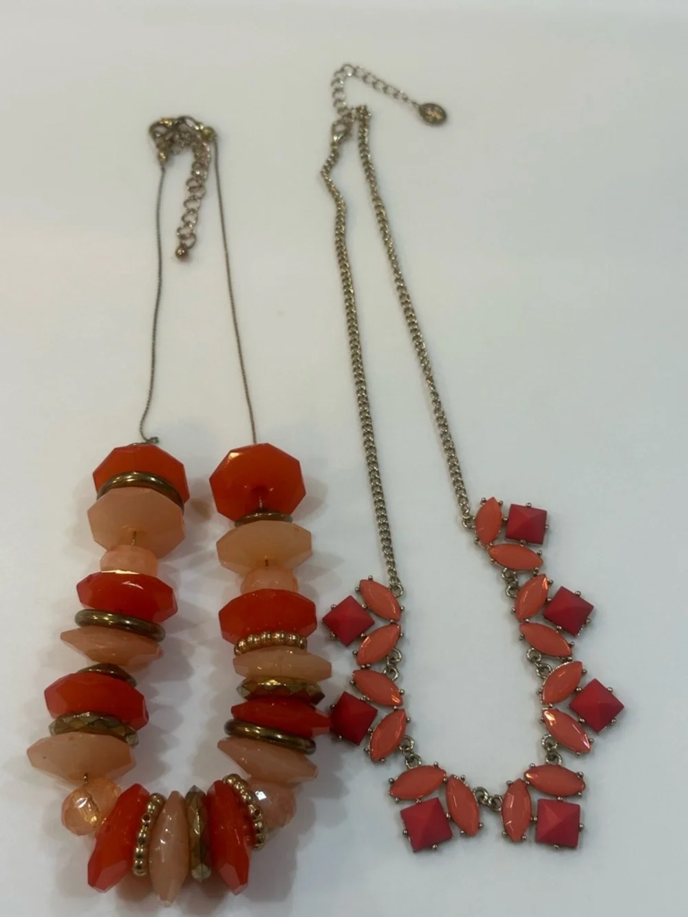 Vibrant Shades of Orange Statement Jewelry Lot 6 Multi-Strand & Dainty Necklaces - Picture 10 of 16